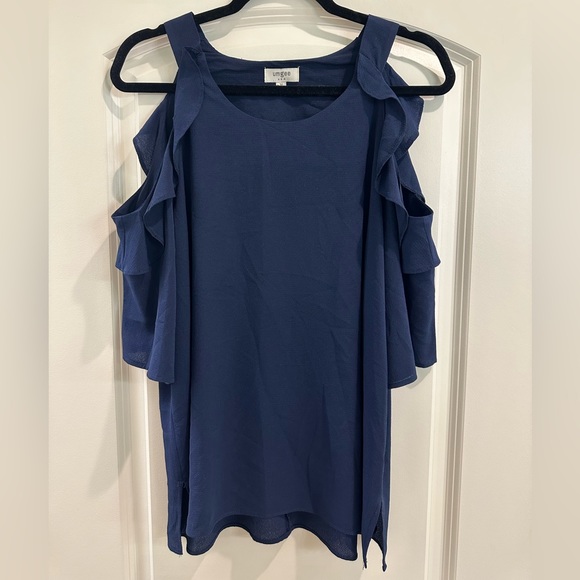 Umgee Medium Open Shoulder Navy Top - Picture 1 of 5